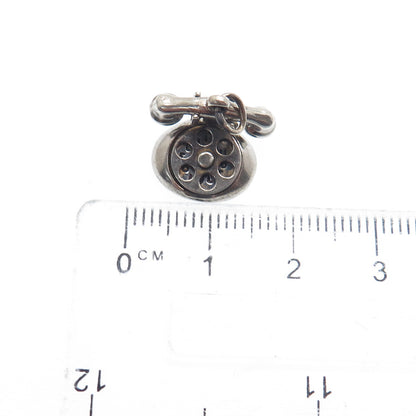 925 Sterling Silver Antique "I Love You" Rotary Telephone Minimalist Pendant