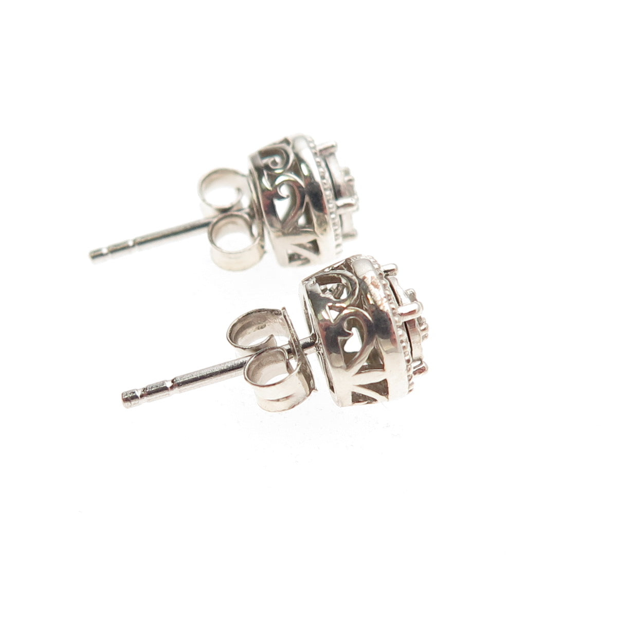 Sun 925 Sterling Silver Real Round-Cut Diamond Stud Earrings