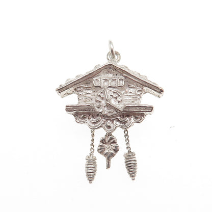 800 Silver Vintage European Cuckoo Clock Mini Charm Pendant