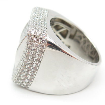 925 Sterling Silver Pave C Z Domed Ring Size 10.25