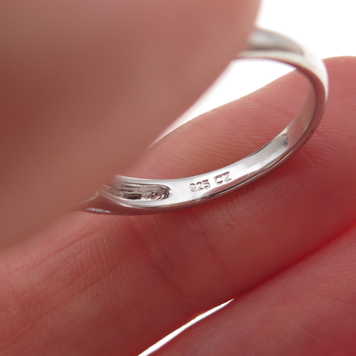 925 Sterling Silver Round-Cut C Z Engagement Ring Size 6.75