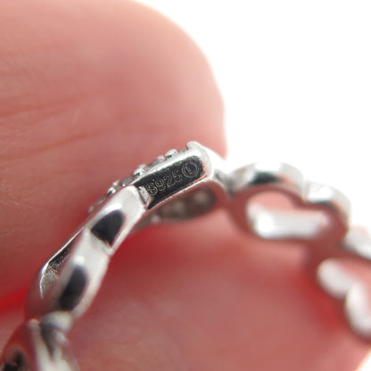 925 Sterling Silver Round-Cut C Z Heart All Around Ring Size 8