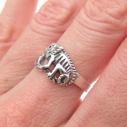 925 Sterling Silver Vintage Chameleon Oxidized Ring Size 6.75