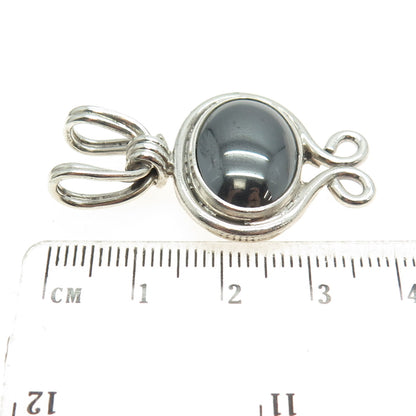 925 Sterling Silver Vintage Mexico Real Hematite Gemstone Pendant