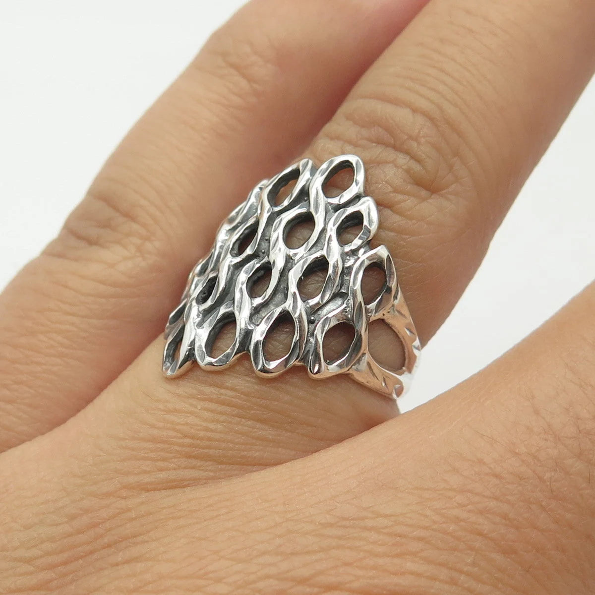 925 Sterling Silver Vintage Net Ring Size 6