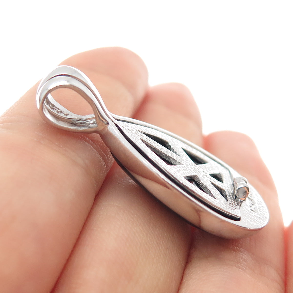 925 Sterling Silver Vintage Real Black Onyx Interchangeable Charm Pendant