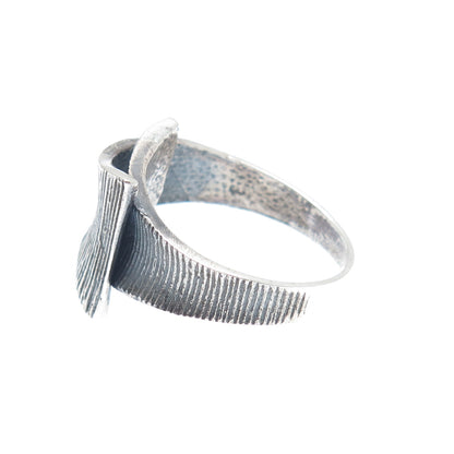 925 Sterling Silver Vintage Modernist Oxidized Ring Size 9.5