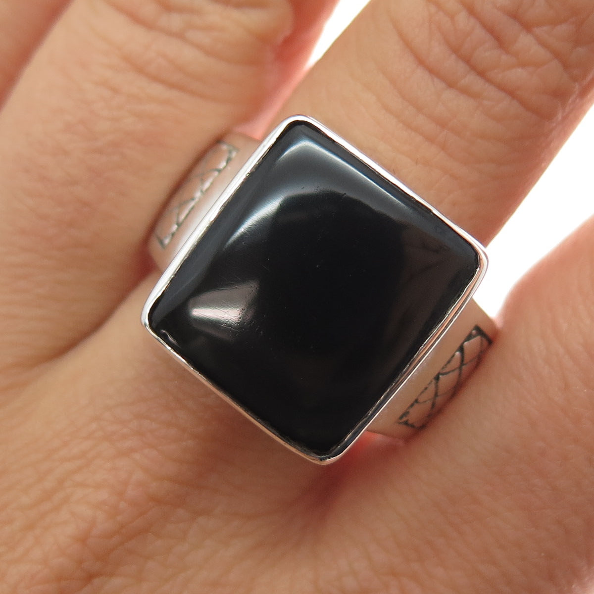 PHLD PlayHardLookDope 925 Sterling Silver Real Black Onyx Ring Size 11.75