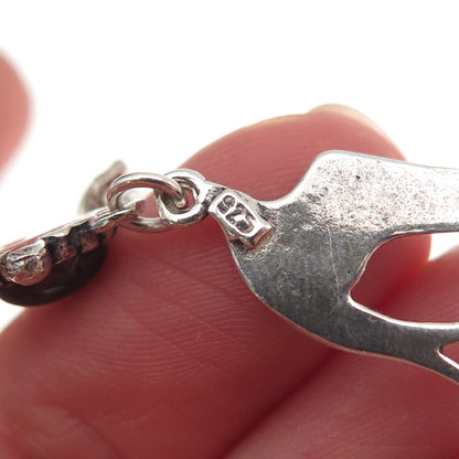 925 Sterling Vintage Real Tourmaline Two Swallow Birds Centerpiece Necklace Part