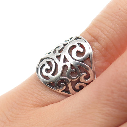 CHARLES WINSTON 925 Sterling Silver Vintage Modernist Swirl Oxidized Ring Size 5