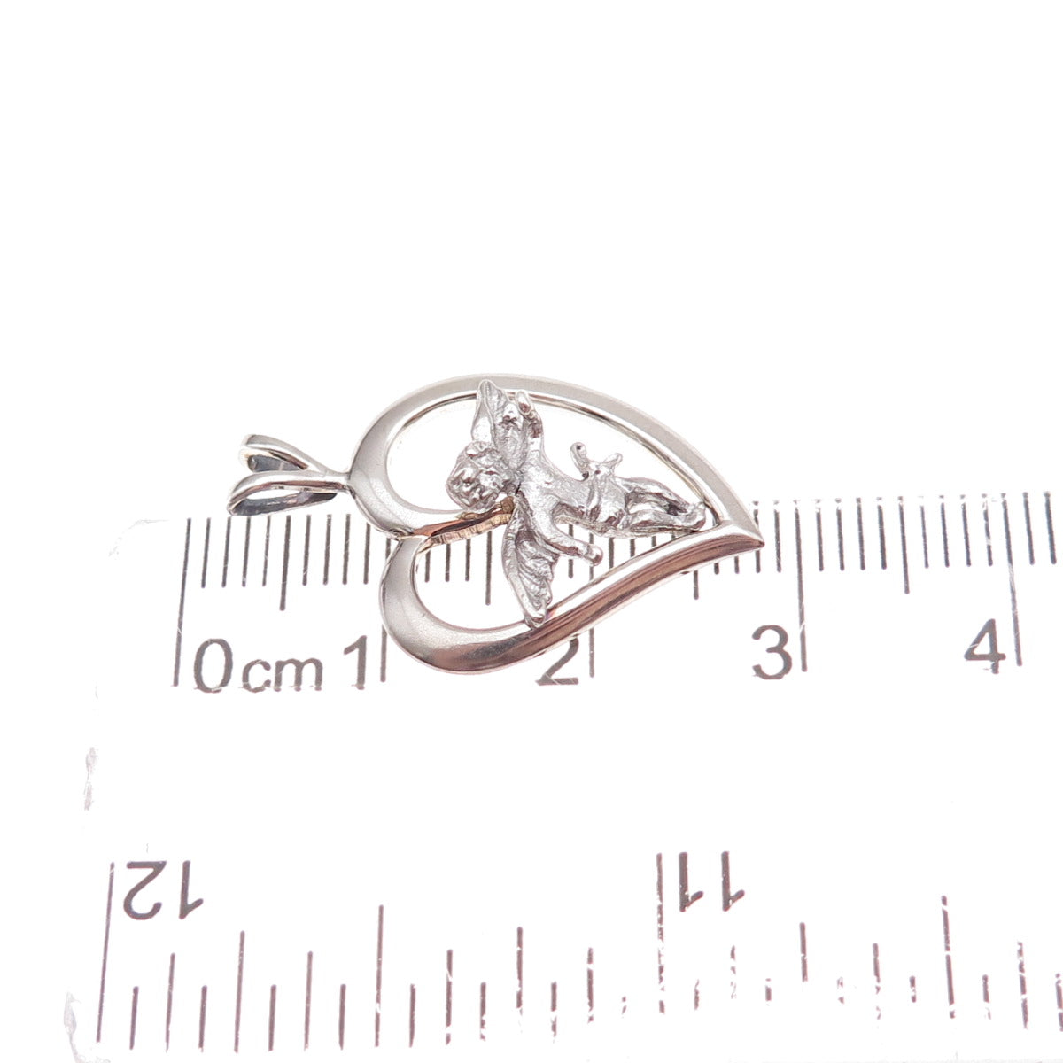 Tru-Kay 925 Sterling Silver Vintage Cherub Heart Charm Pendant