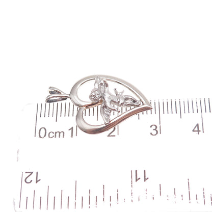 Tru-Kay 925 Sterling Silver Vintage Cherub Heart Charm Pendant