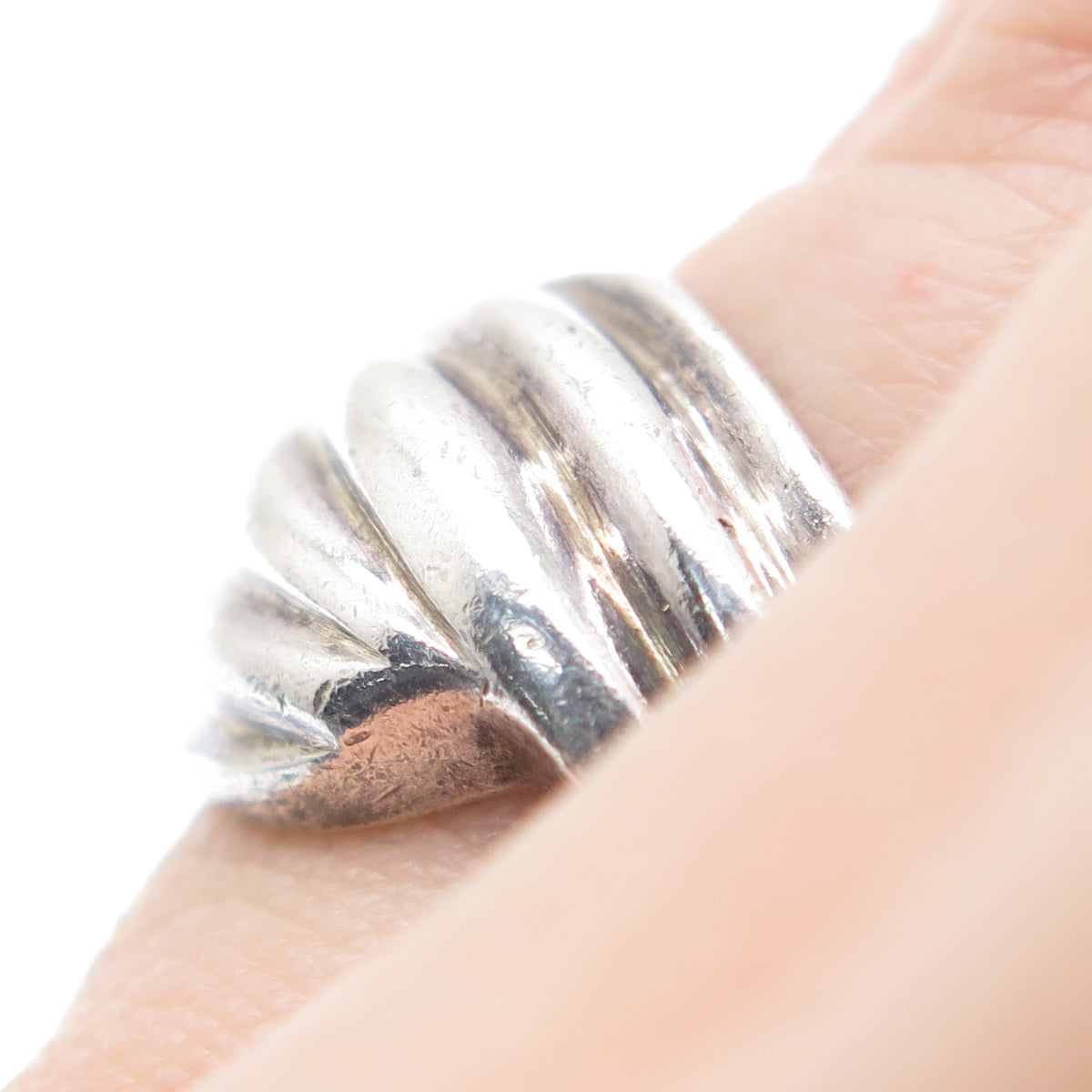 925 Sterling Silver Vintage Modernist Oxidized Ring Size 5.75