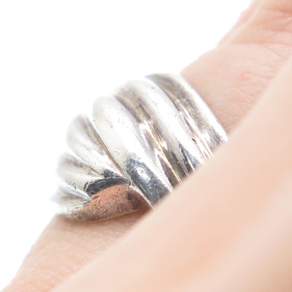 925 Sterling Silver Vintage Modernist Oxidized Ring Size 5.75