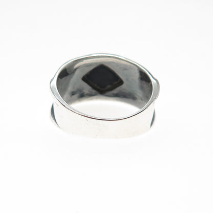 CHAPAL ZENRAY 925 Sterling Silver Vintage Black Onyx Modernist Ring Size 9.25