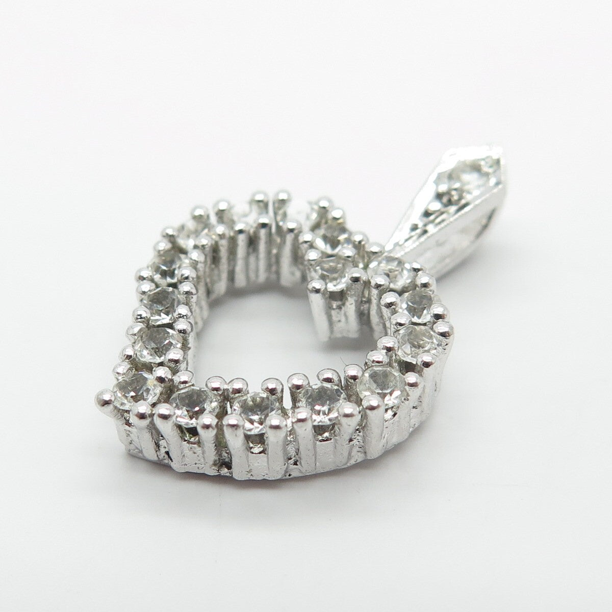 925 Sterling Silver C Z Open Heart Pendant