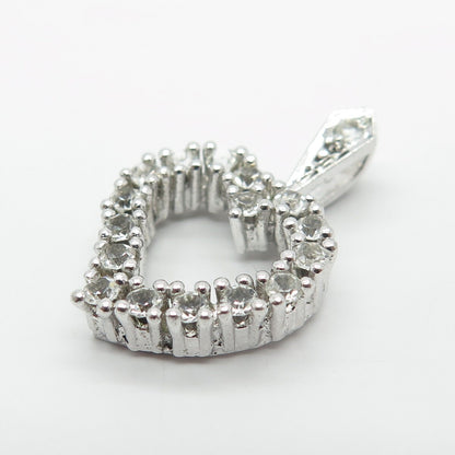 925 Sterling Silver C Z Open Heart Pendant