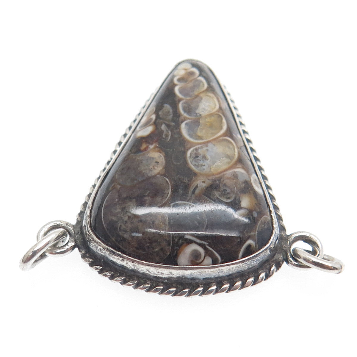 Old Pawn Sterling Silver Vintage Southwestern Fossil Agate Centerpiece Pendant