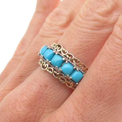 Chuck Clemency 925 Sterling 2-Tone Real Sleeping Beauty Turquoise Ring Size 8.25