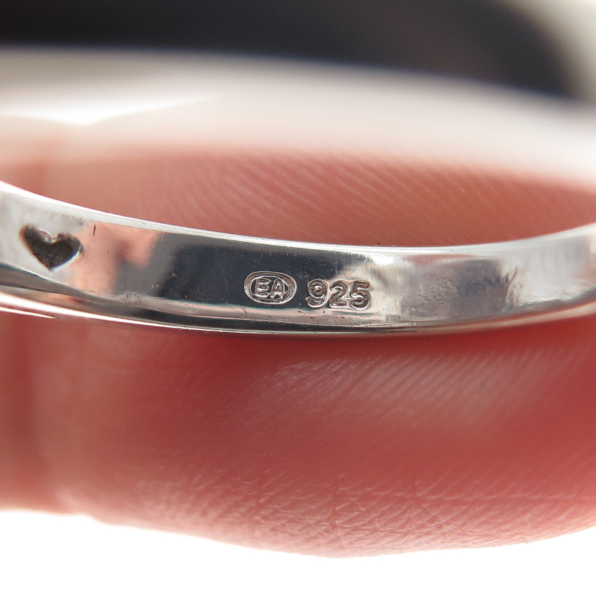 925 Sterling Silver Real Round-Cut Diamond Heart Ring Size 9.25