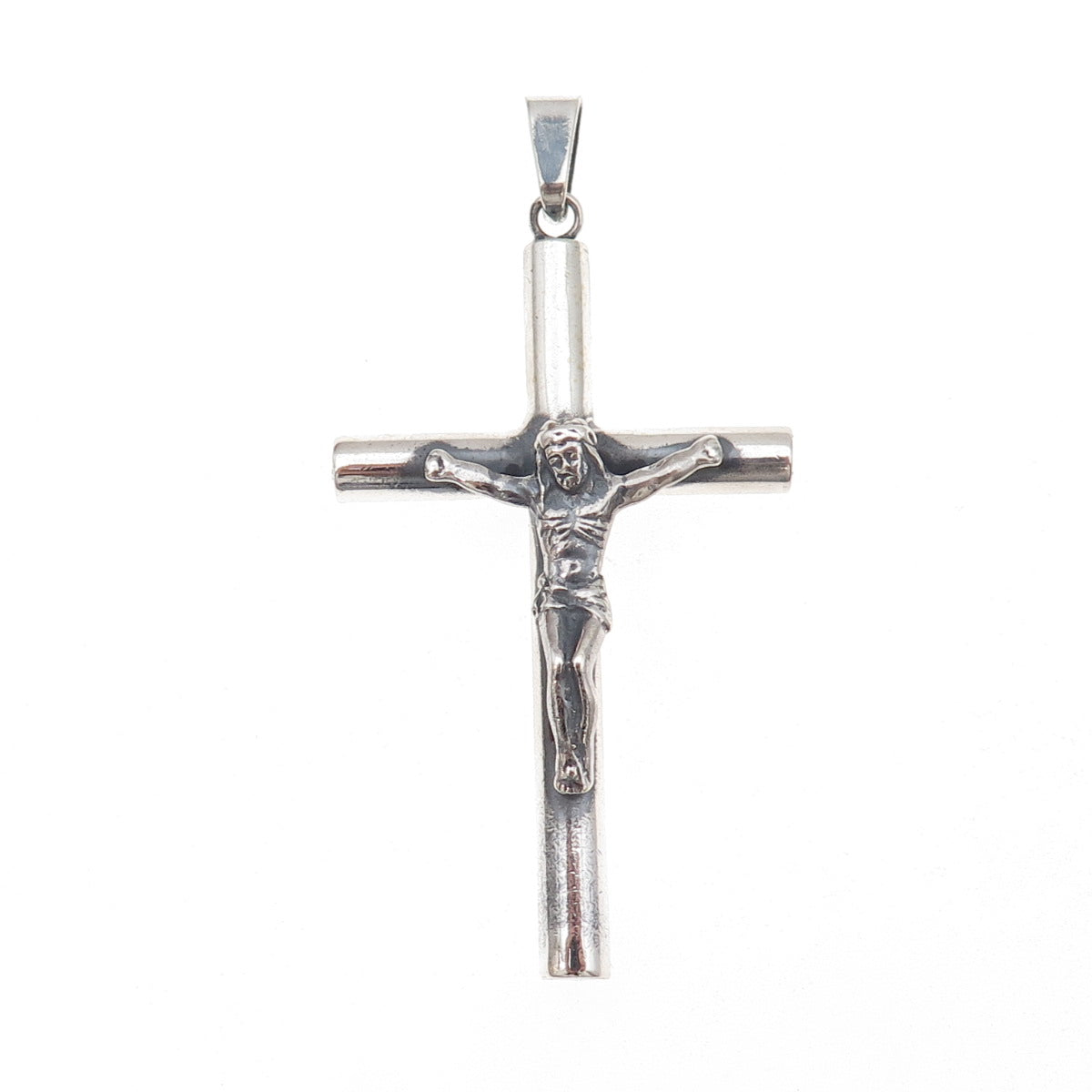 925 Sterling Silver Vintage Crucifix Cross Oxidized Pendant