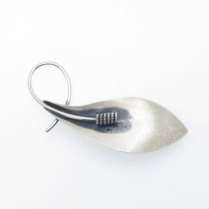 BEAU 925 Sterling Silver Vintage Modernist Calla Lily Flower Oxidized Pin Brooch