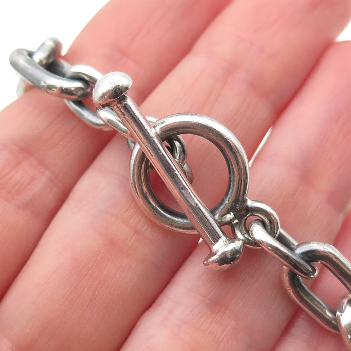 Fine Art 925 Sterling Silver Vintage Oxidized Cable Chain Necklace 16"
