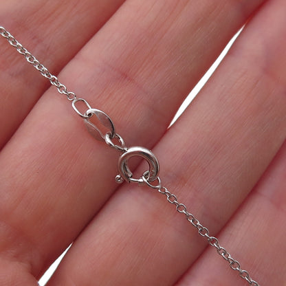 Joseph Schmid 925 Sterling Silver Real Red Diamond Cable Chain Necklace 18"
