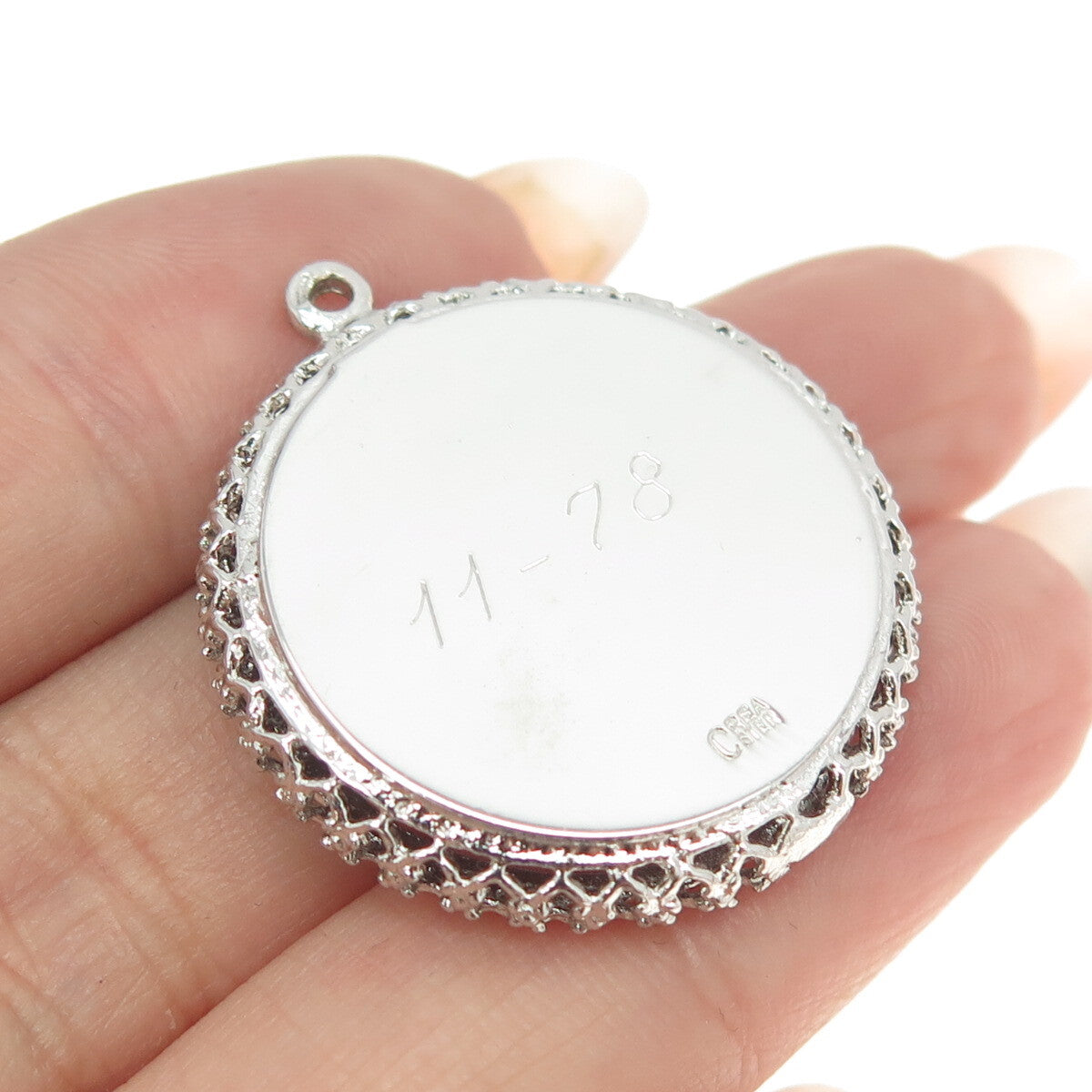 CREA 925 Sterling Silver Vintage Rhinestone "Bermuda" Palm Tree Pendant
