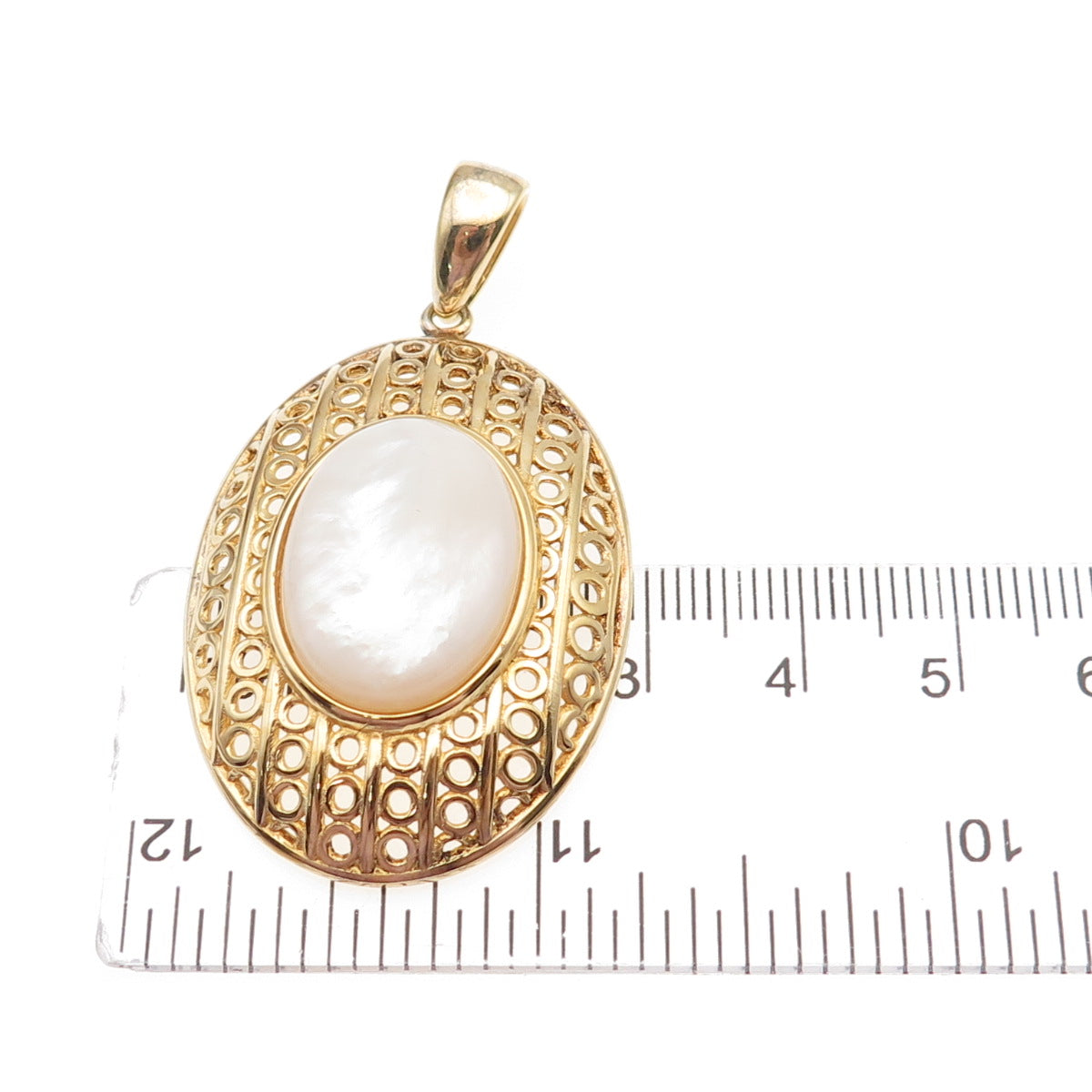 Gioielli Di Valenza 925 Sterling Silver Gold Plated Italy Real MOP Charm Pendant