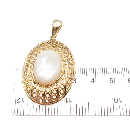 Gioielli Di Valenza 925 Sterling Silver Gold Plated Italy Real MOP Charm Pendant