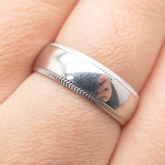 925 Sterling Silver Vintage Circle Link Edge Band Ring Size 7.5