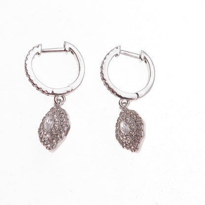 Dee Berkle 925 Sterling Silver Marquise & Round-Cut C Z Dangle Earrings