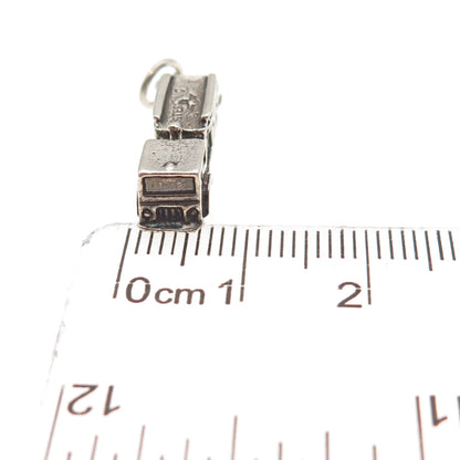 Sunwest 925 Sterling Silver Vintage Fire Truck Oxidized 3D Charm Pendant