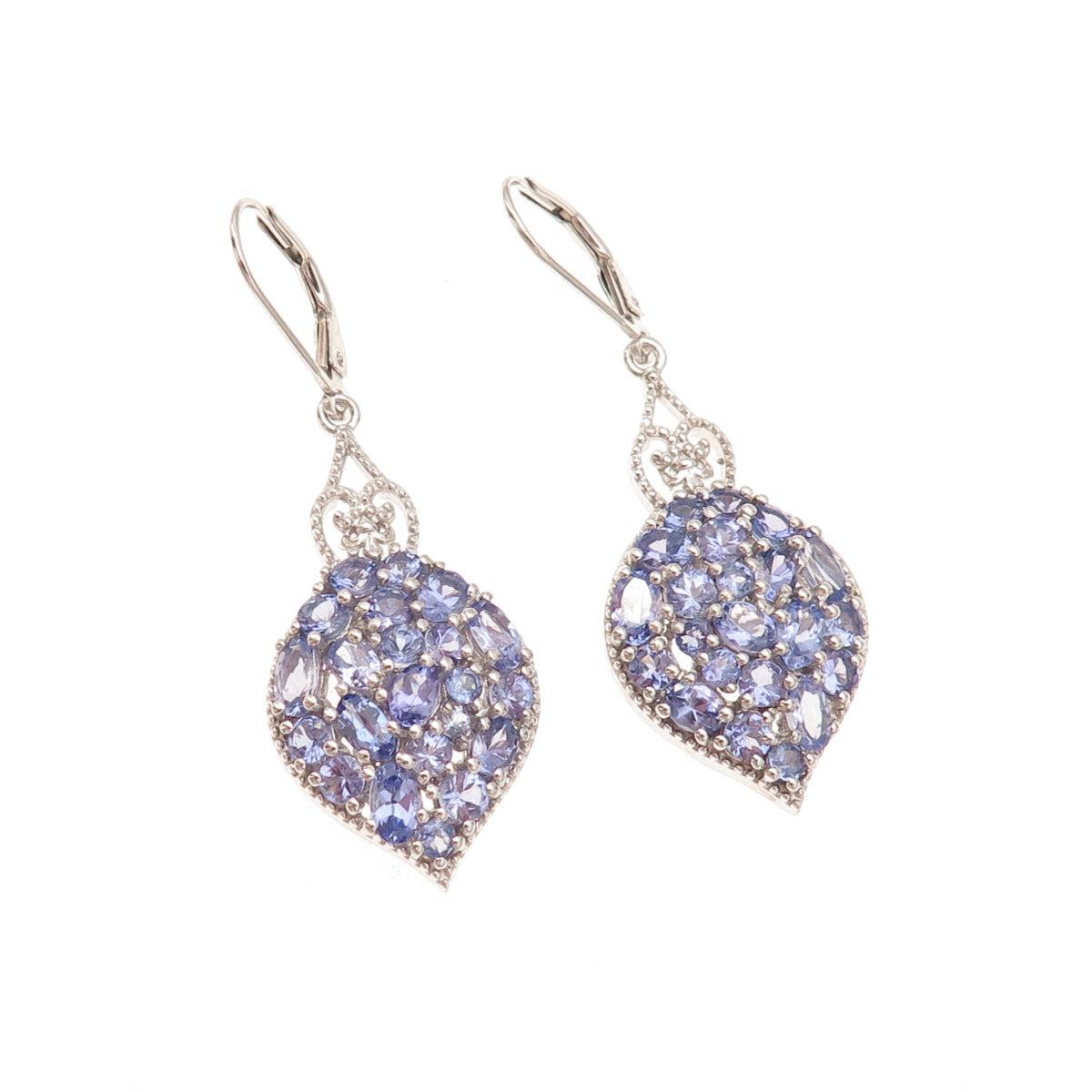 Chuck Clemency 925 Sterling Silver Real Tanzanite Dangle Earrings