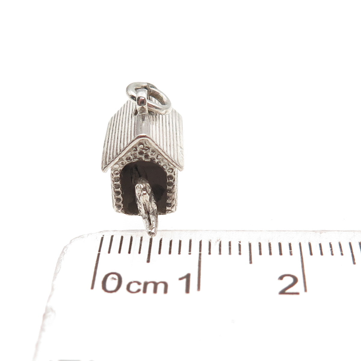 925 Sterling Silver Antique Art Deco Dog House 3D Mini Charm Pendant