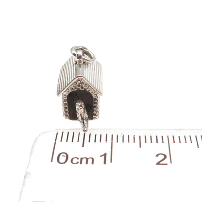925 Sterling Silver Antique Art Deco Dog House 3D Mini Charm Pendant
