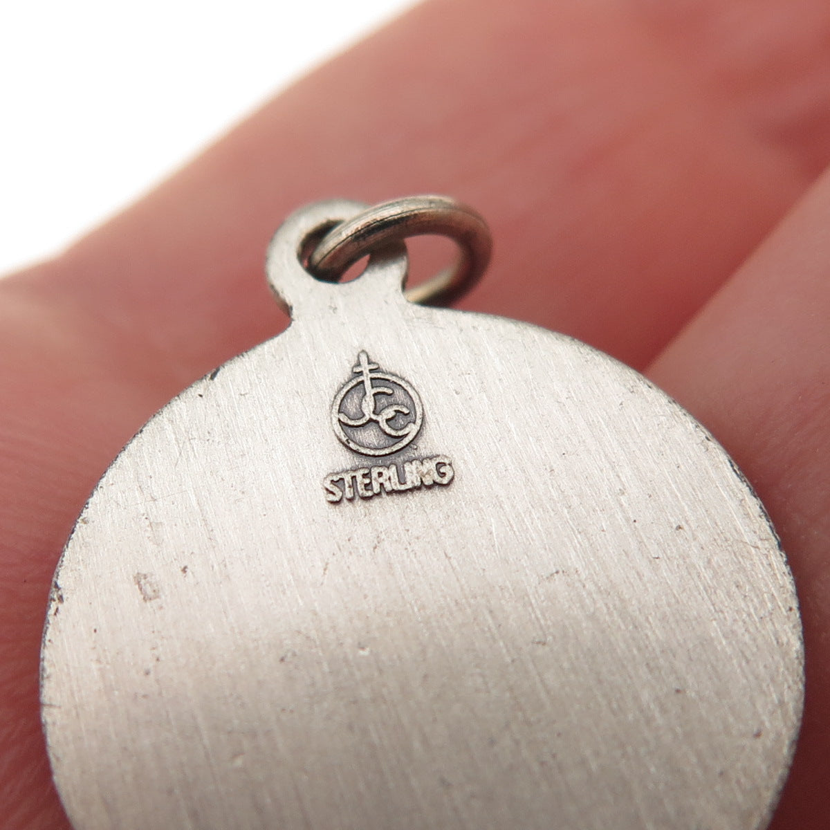 925 Sterling Silver Vintage St. Anthony Religious Medal Oxidized Charm Pendant