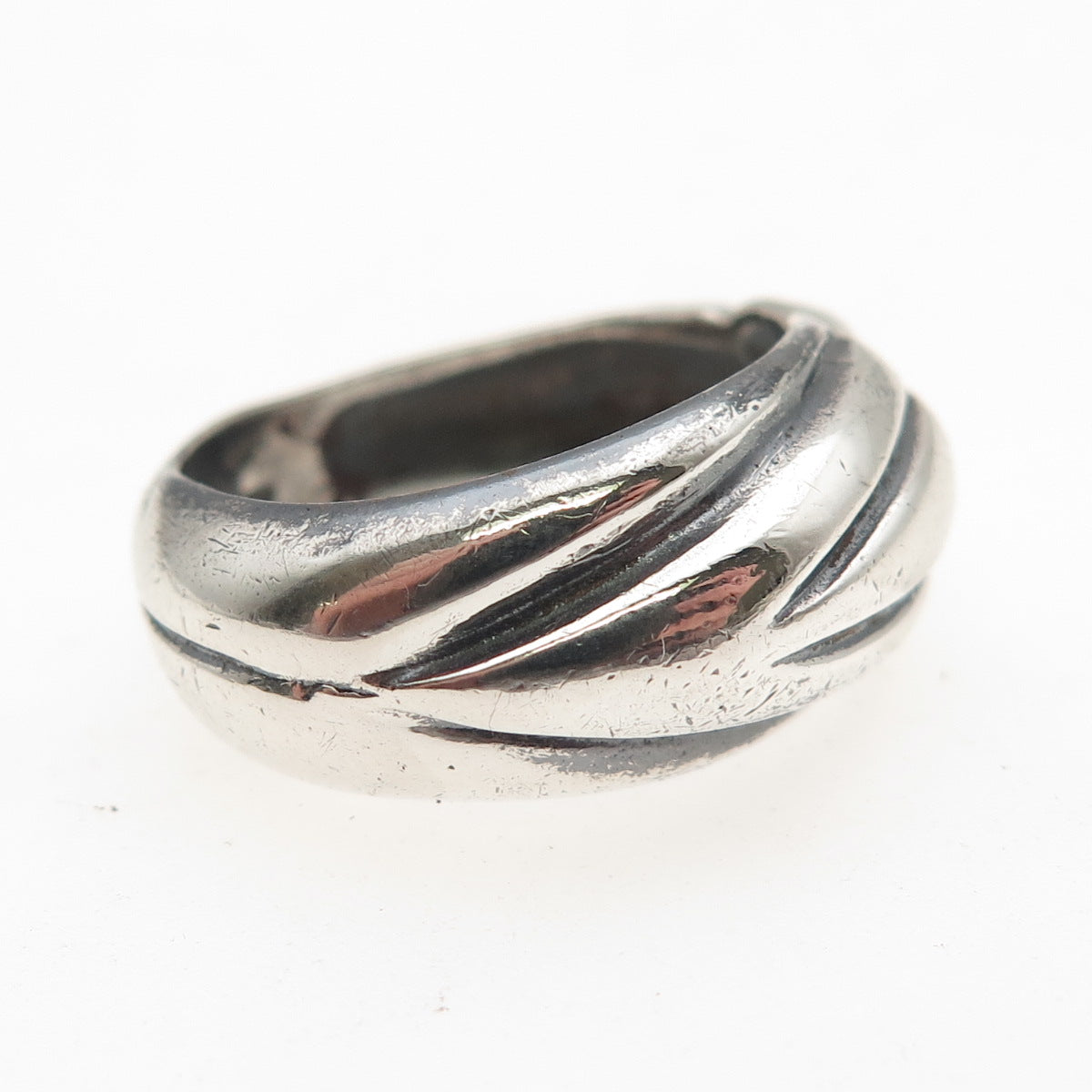 925 Sterling Silver Vintage Italy Modernist Oxidized Ring Size 6.75