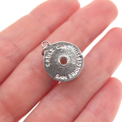 925 Sterling Silver Vintage Cable Car San Francisco 3D Rotating Charm Pendant
