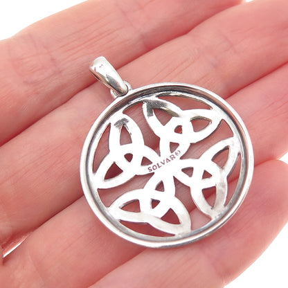SOLVAR 925 Sterling Silver Vintage Ireland Celtic Trinity Cross Charm Pendant