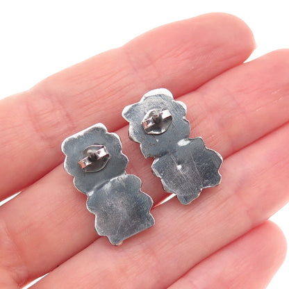 Old Pawn 925 Sterling Silver Vintage Southwestern MOP Oxidized Tribal Earrings