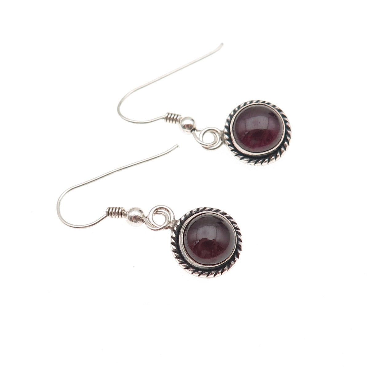 Quoc Turquoise 925 Sterling Silver Vintage Real Rhodolite Dangle Earrings