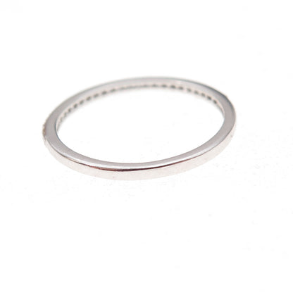 925 Sterling Silver Round-Cut C Z Half Eternity Stackable Band Ring Size 6