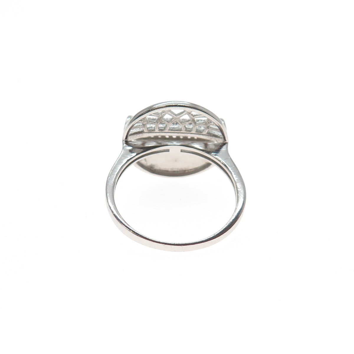 925 Sterling Silver Round-Cut C Z Modernist Lotus Ring Size 7