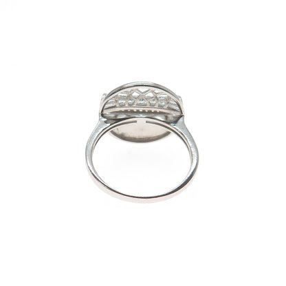 925 Sterling Silver Round-Cut C Z Modernist Lotus Ring Size 7