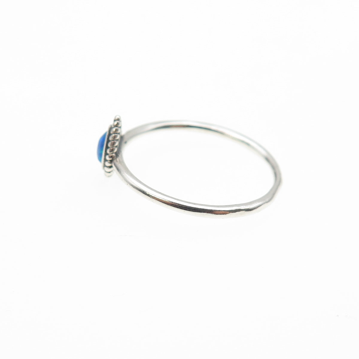 925 Sterling Silver Vintage Real Opal Teardrop Oxidized Ring Size 6