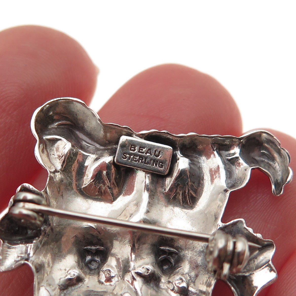 Beau 925 Sterling Silver Vintage Cat Couple Oxidized Pin Brooch
