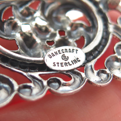 DANECRAFT 925 Sterling Silver Vintage Floral Oxidized Pin Brooch