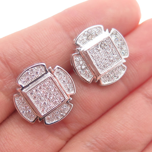 925 Sterling Silver Round-Cut C Z Cross Stud Earrings